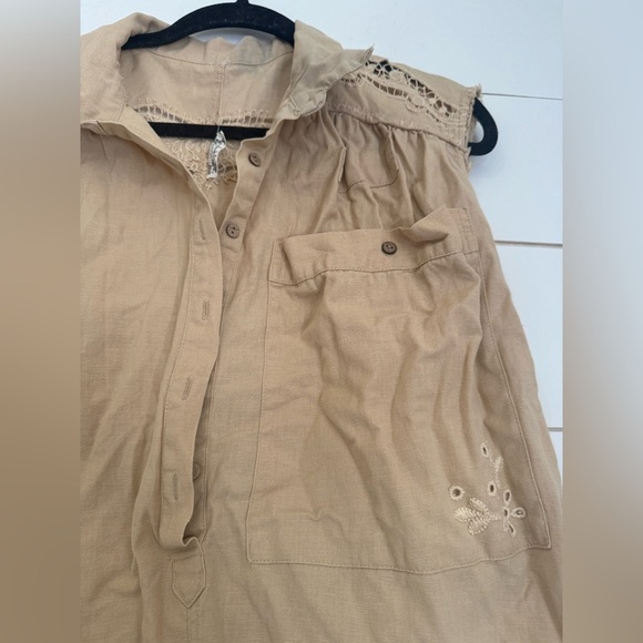 Intimately Free People Oversized Romper Embroidered The Jomo Festival Linen Sz S - Picture 7 of 14